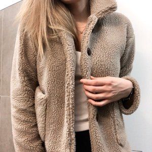 SOLD! Cozy beige teddy bear coat